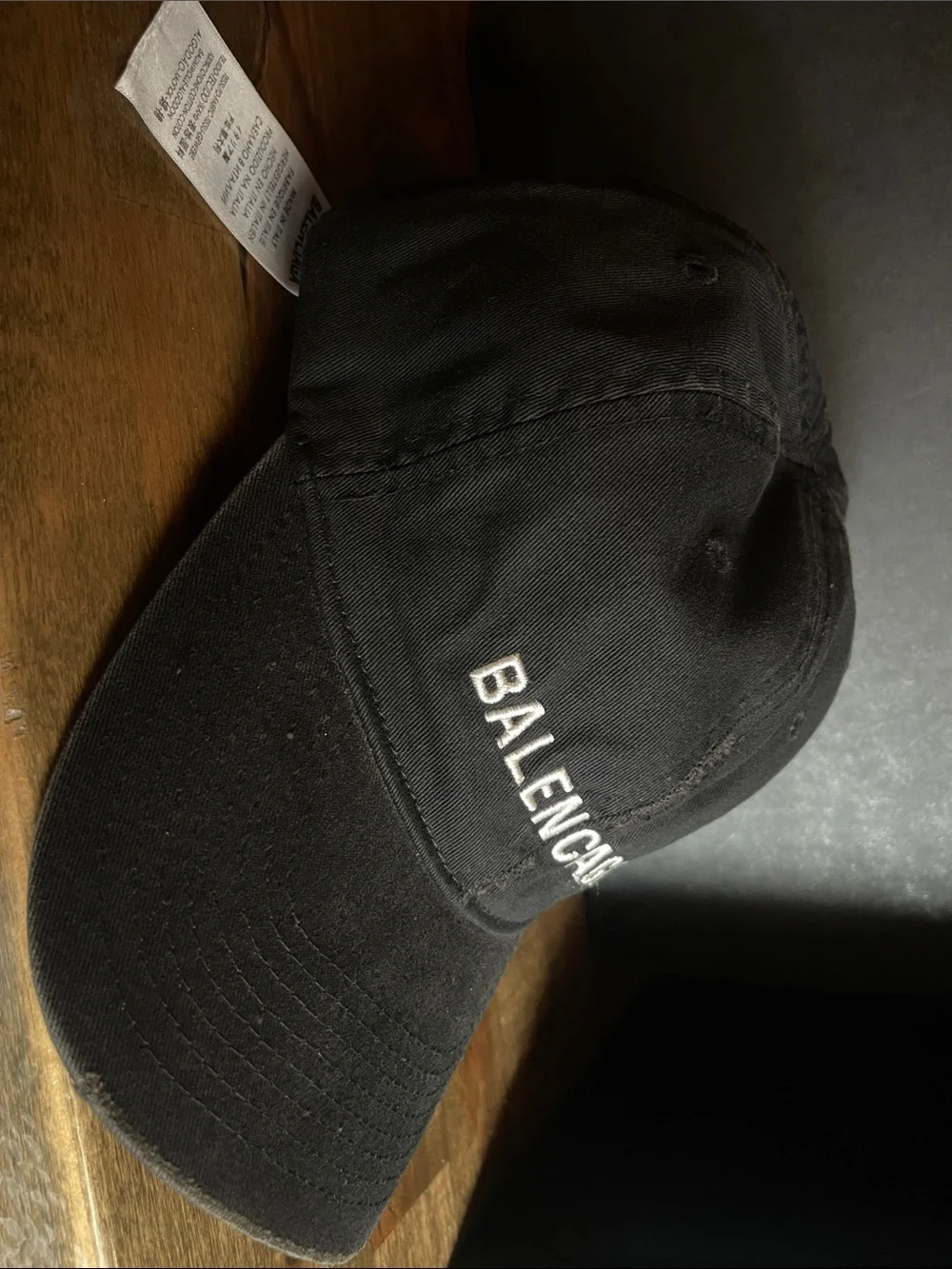 Balenciaga Black Cap with White Logo Embroidery